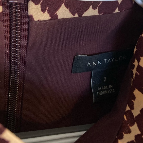 EUC Ann Taylor Dress Houndstooth Blouson & Flare Midi Brown Cream Size 2 - Picture 7 of 10